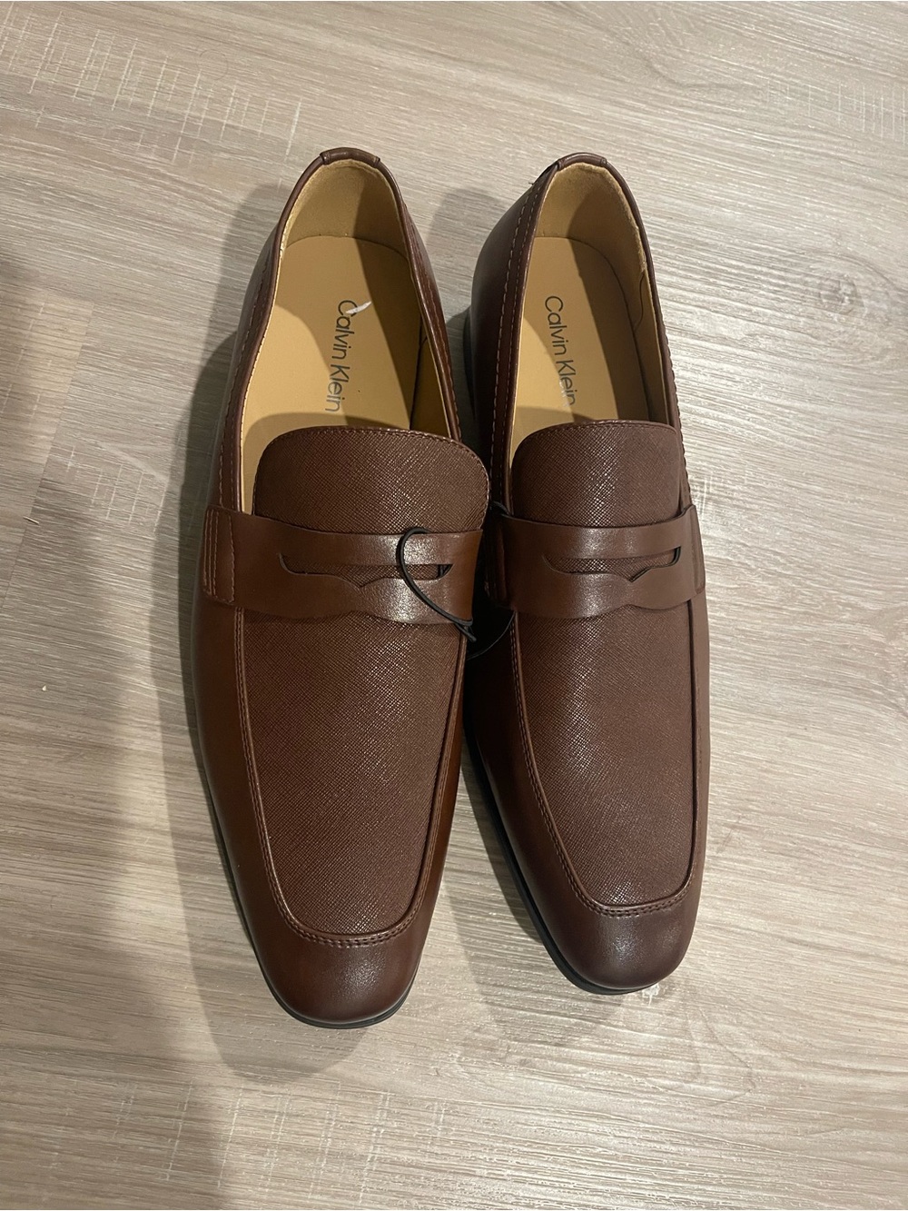 NWT Calvin Klein Men's Brown Leather Penny Loafers size 11 m